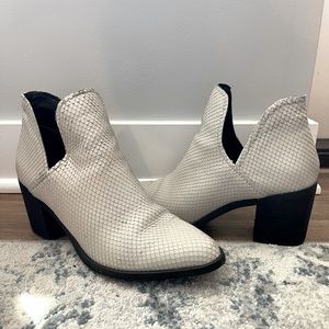Steve Madden white snake skin bootie